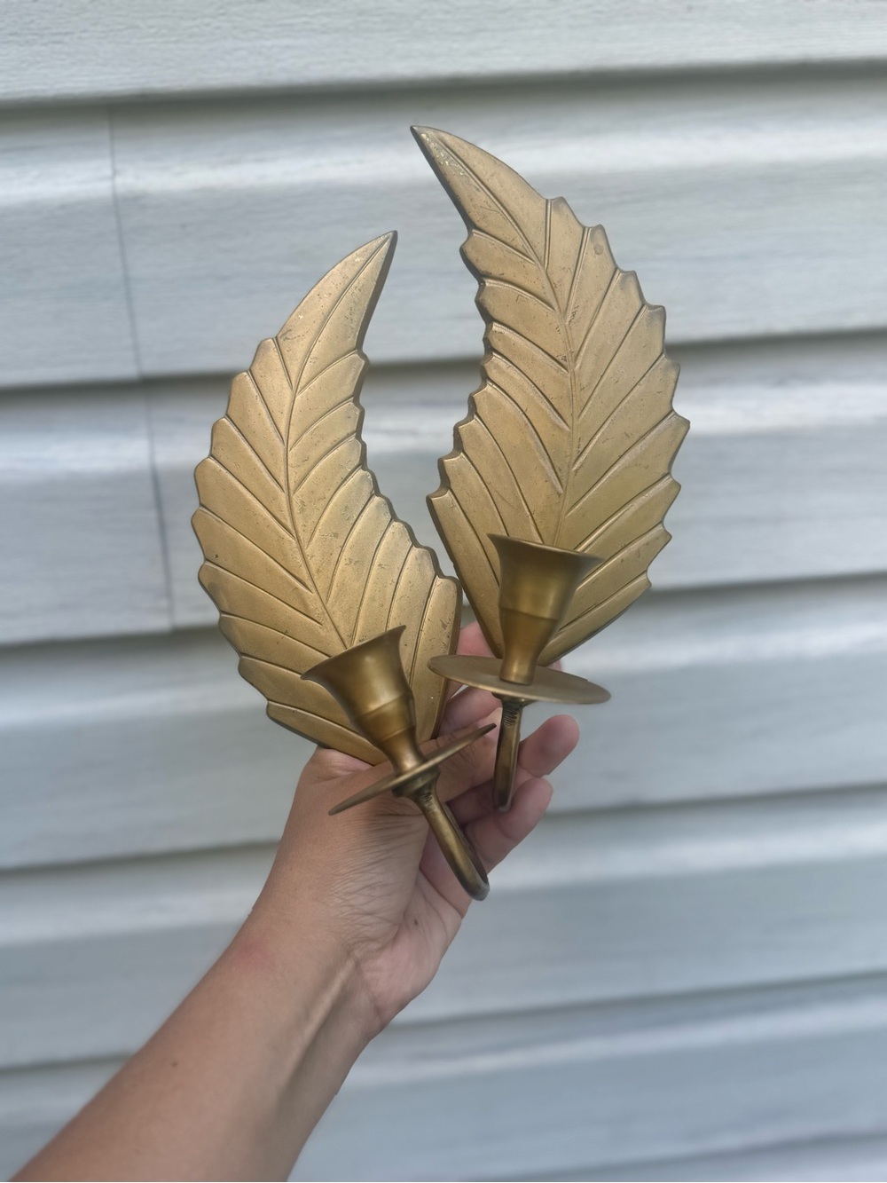 Goldtone brass candle holders